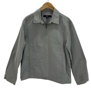 GAP Y2K Gray Cotton Zip Jacket Collared Workwear Utility Minimalist Vintage M